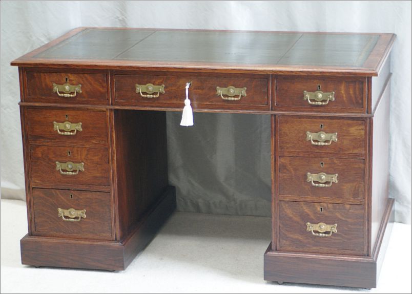 2044 Antique Small Oak Pedestal Desk